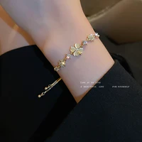 korean original design net red trendy super immortal temperament diamond petal flower bracelet female