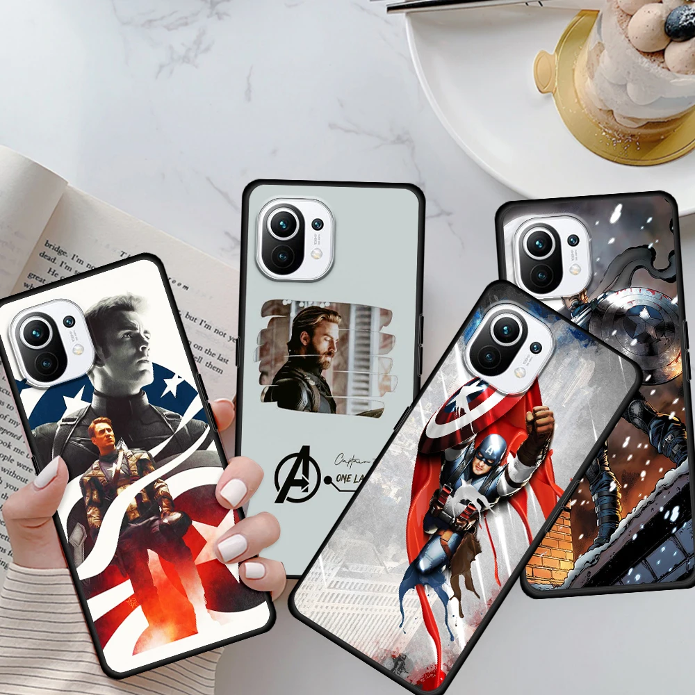 

Marvel Captain America Avengers For Xiaomi Mi 11T 10T 11 10 Ultra Lite Note10 9 9T SE 8 Pro A3 5G Silicone Black Phone Case