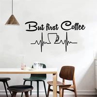 funny first coffe cartoon wall decals pvc mural art diy poster for kitchen decoration home wallpaper