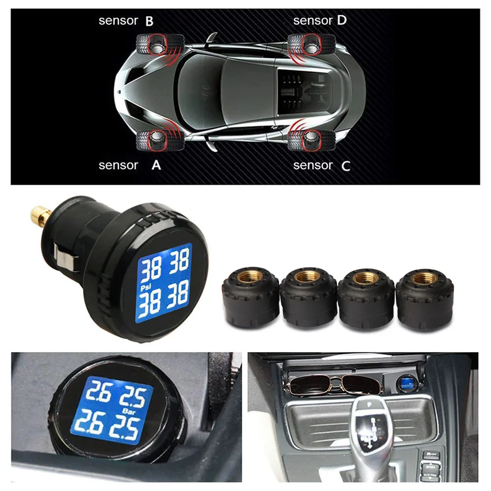 Монитор давления в шинах TPMS датчики прикуривателя беспроводной мониторинг