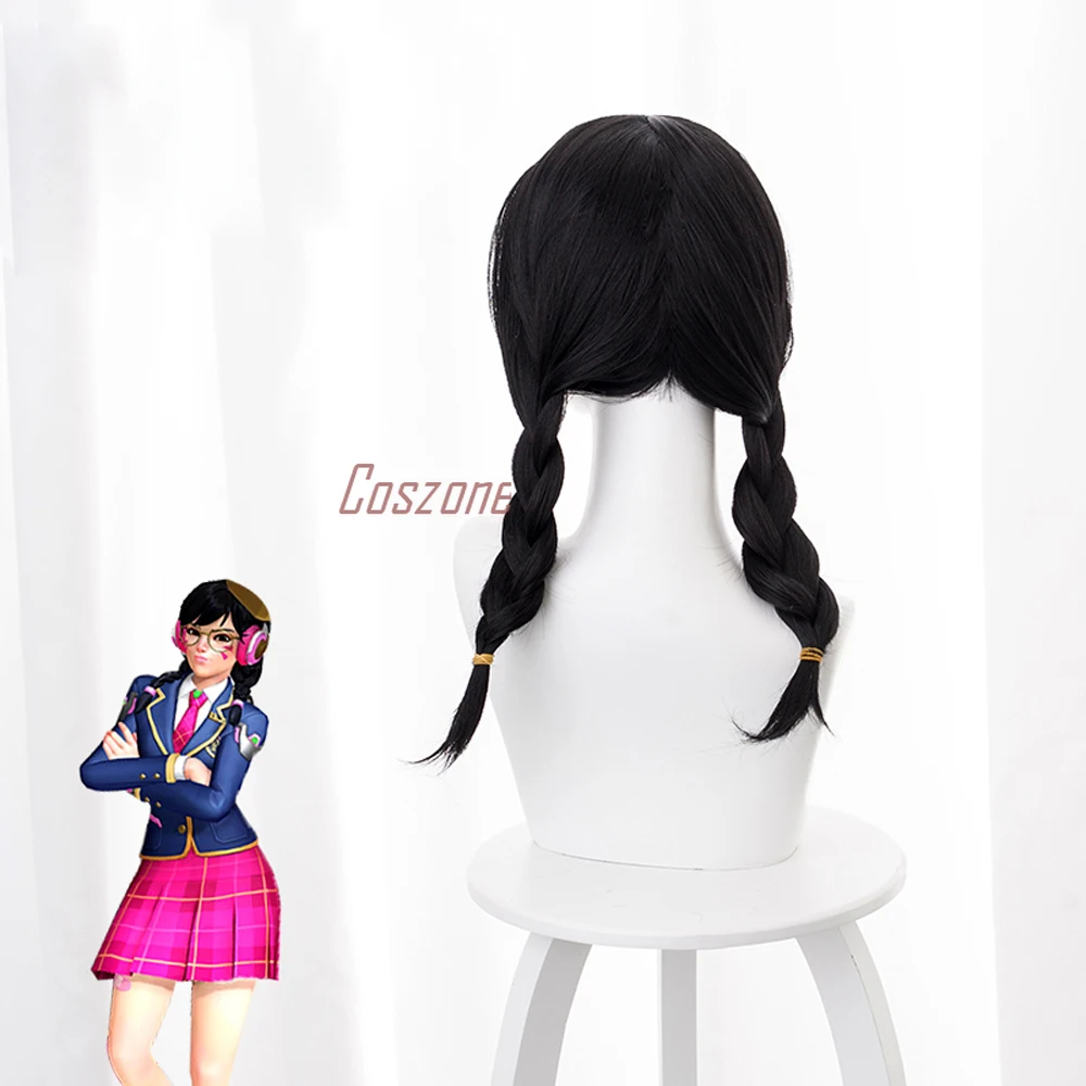 OW DVA D.Va третий юбилей Академии кожи Косплей косичка черный жаростойкий