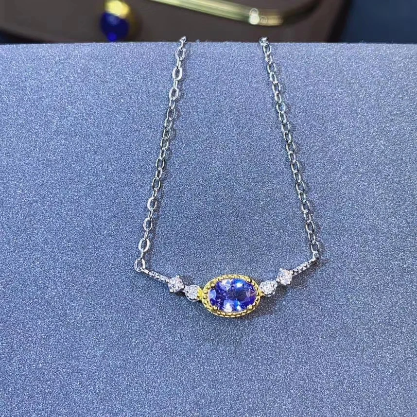 

Compact Smiley ferry round natural blue sapphire gem necklace S925 silver natural gemstone necklace girl gift party fine jewelry