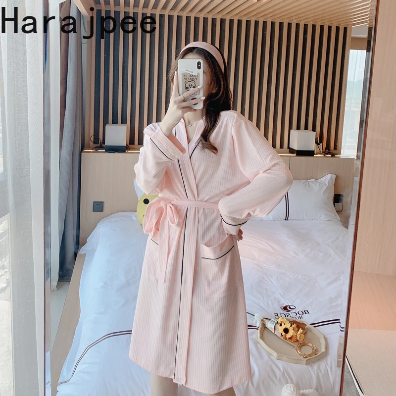 

Пижамные халаты в стиле харадзпи, женские хлопковые летние тонкие пикантные милые свободные халаты с длинным рукавом, повседневные халаты ...