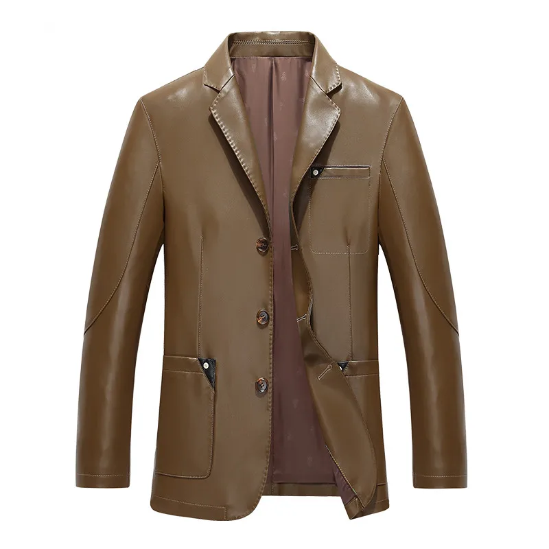 

Блейзер Мужской кожаный однобортный в стиле ретро, размеры до 3XL