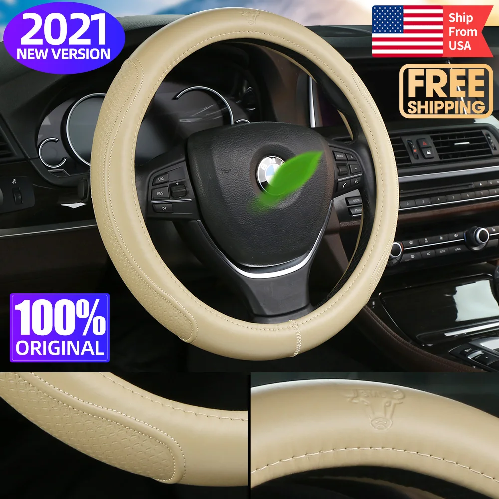 

Steering Wheel Cover Leather Beige For Men 15Inches Car Steering Wheel Cover Genuine Leather Car Accessories For Bmw Z4 E85 E86