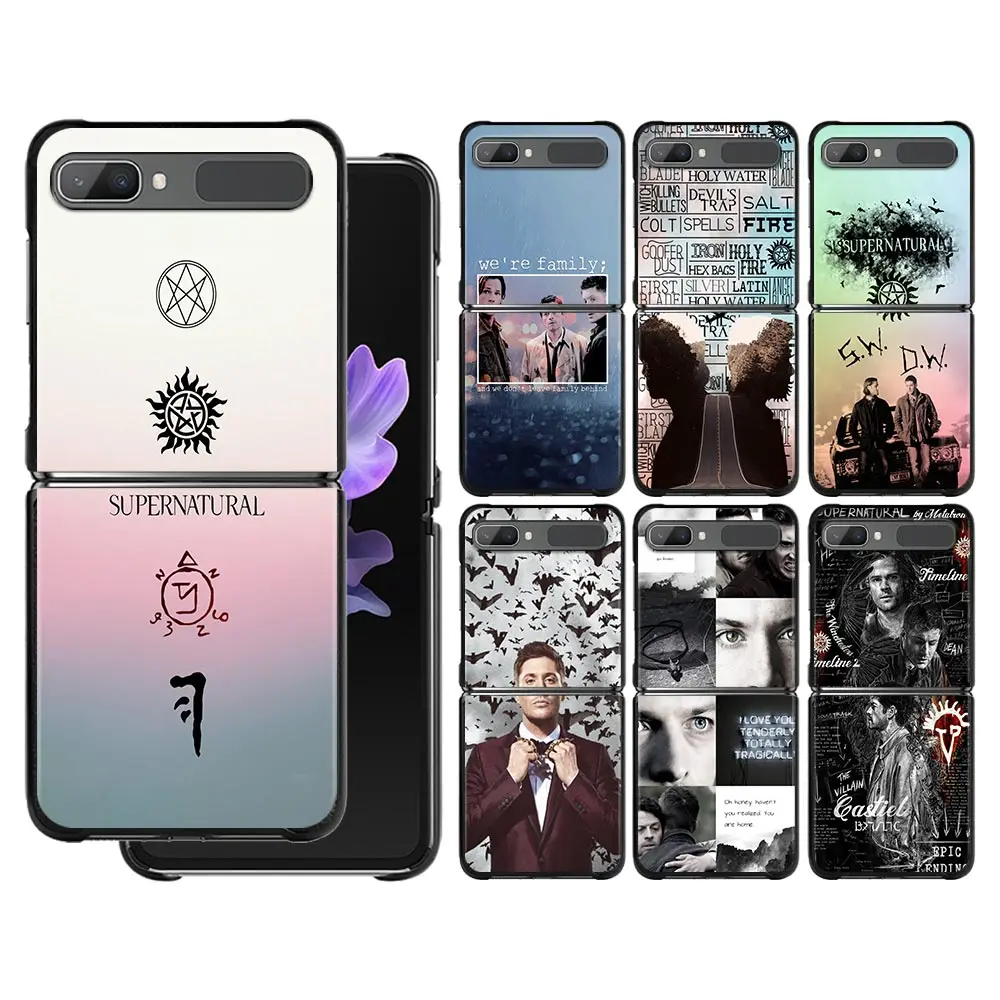 

Phone Case For Samsung Galaxy Z Flip3 z flip 3 5G PC Cases for Samsung Z Flip Cover Black Shell Hard Fundas Supernatural TV Show