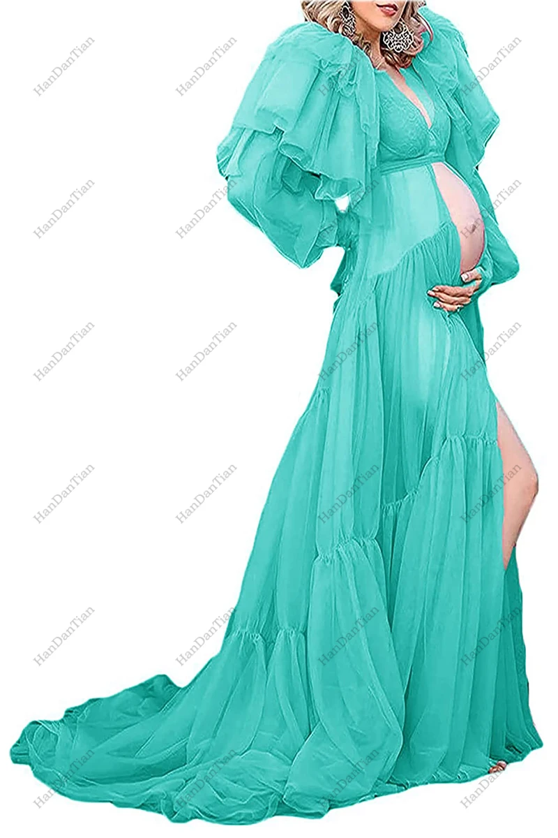 2022 Women's Tulle Robe Sheer Night Gown Maternity photoshoot boudoir pregnancy