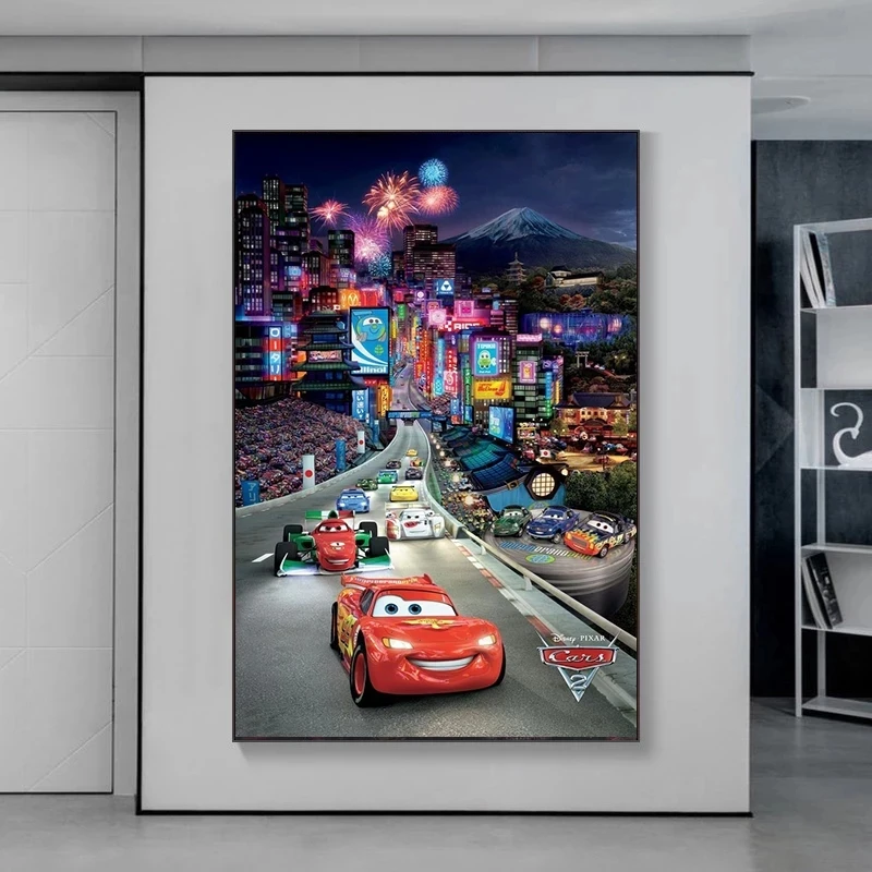 

Disney анимация Смешные Автомобили Холст Картина граффити искусство мультфильм плакаты и печать абстрактная стена картины аниме Декор