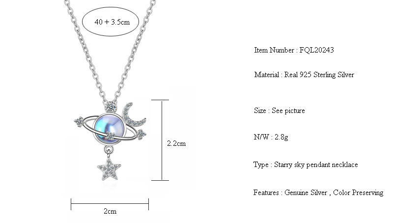 

Fanqieliu 45CM Add Extend Chain 925 Sterling Silver Necklace For Women Moon Star Crystal Pendant FQL20243