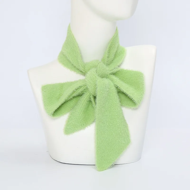 Вязаный шарф из искусственной норки и шерсти Корейская версия Однотонный