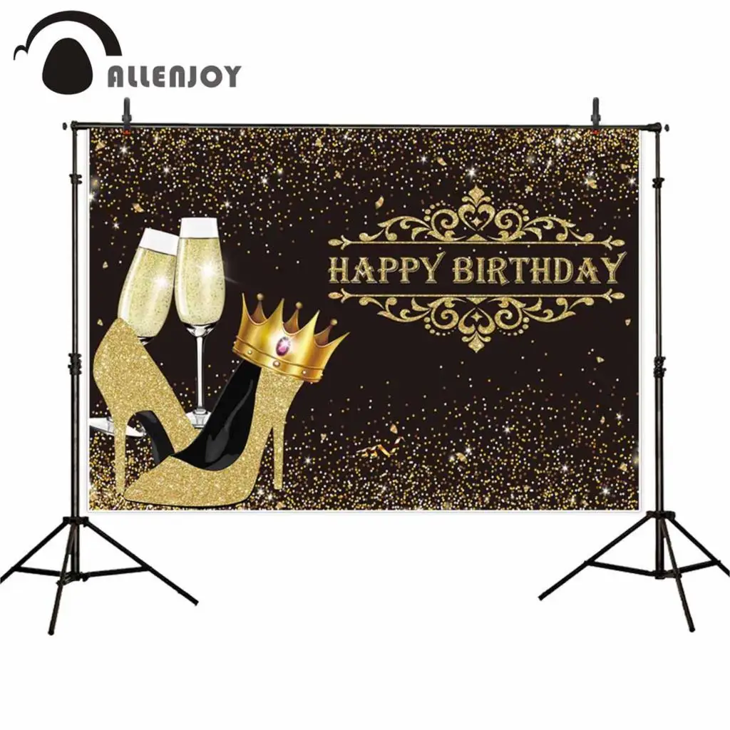 Allenjoy золотой цвет фон шторы блеск песок цветы корона на высоком каблуке