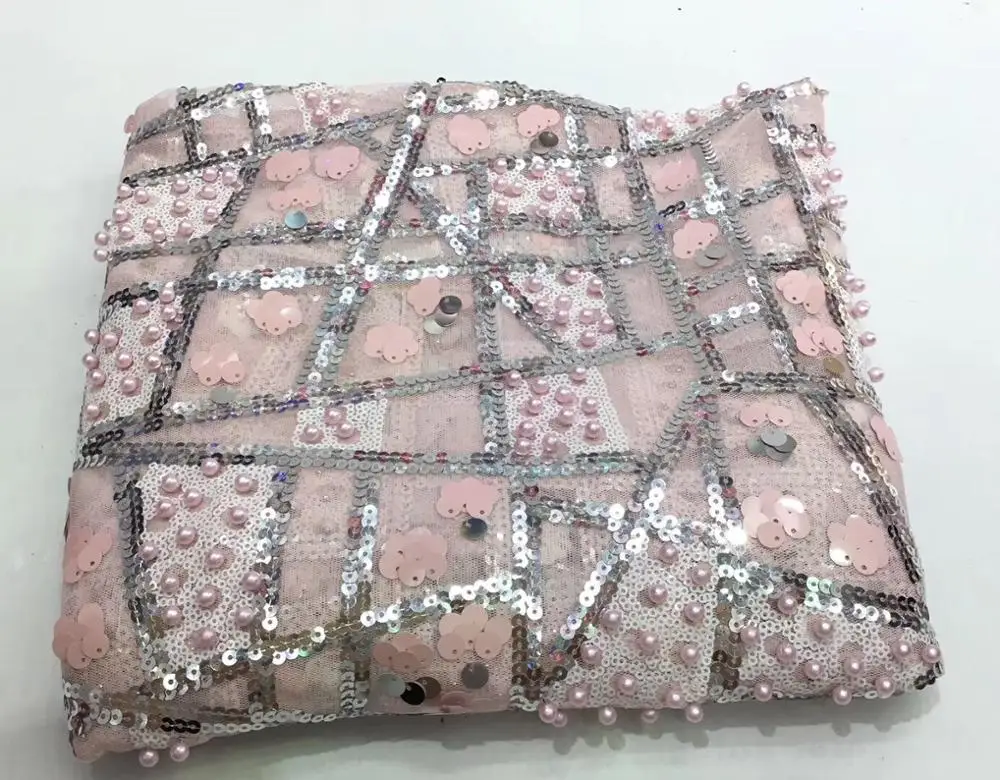 Французская кружевная ткань роскошная сетка из бисера африканская с блестками |