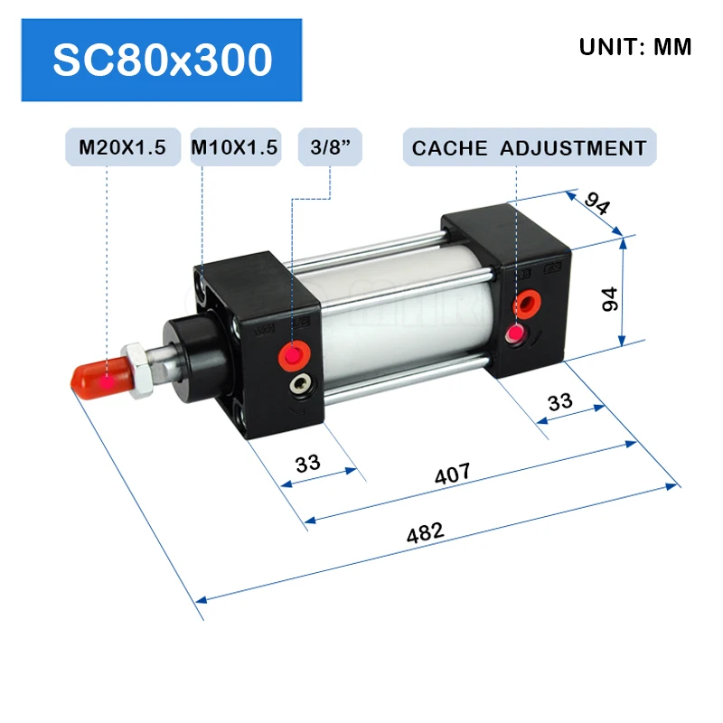 Cheap SC80X300 Bore 80mm Stroke 300mm Cylinder Double Acting Air Preaumatic Shaft | Pneumatic Parts