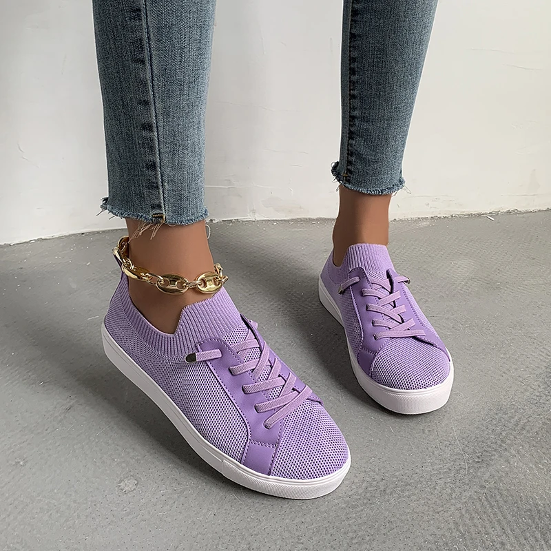 

Women's Vulcanize Shoes 2021 Summer Mesh Breathable Casual Female Shoes Rubber Soft Sole Shallow Flats Comfortable Sabot Loafers