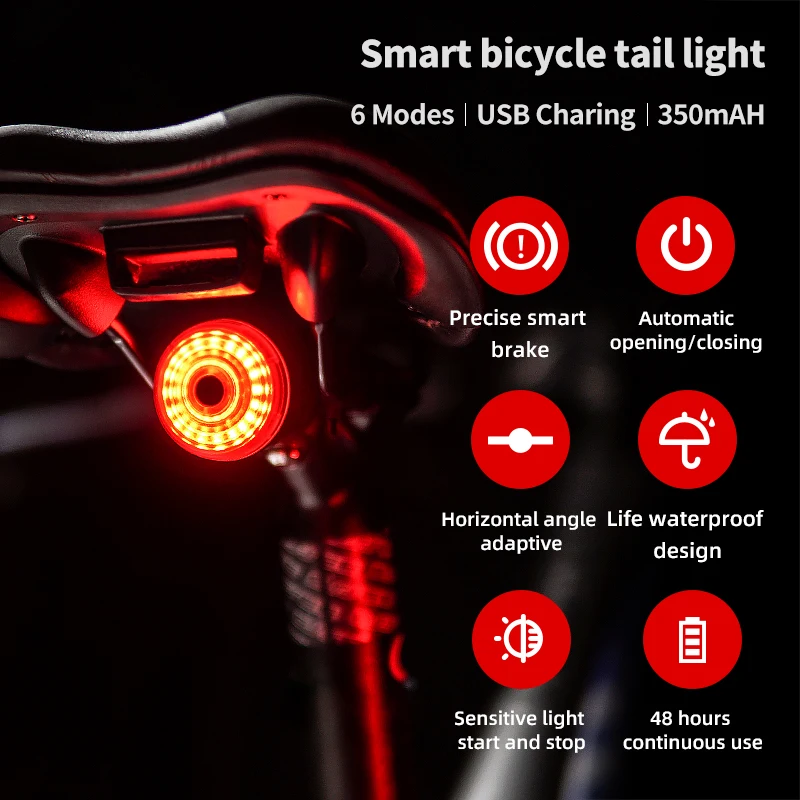 Велосипедный задний фонарь Leadbike умный фсветильник со светодиодным индикатором