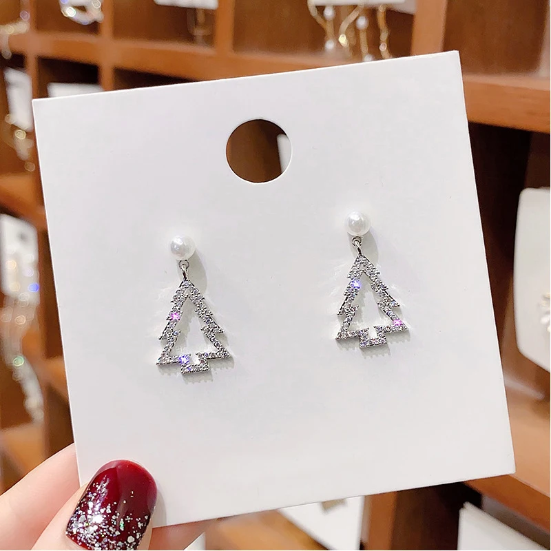 Новые висячие серьги с рождественской елкой со снежинками массивные подвеской