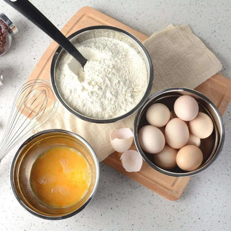 18/20/24 см Non Slip с крышками Нержавеющая сталь смешивания кухонные чаши посуда