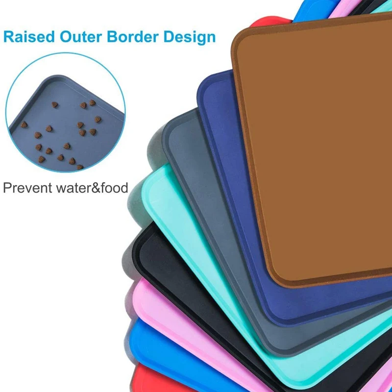 Водонепроницаемый коврик для питомцев силиконовый однотонный корма кошек и