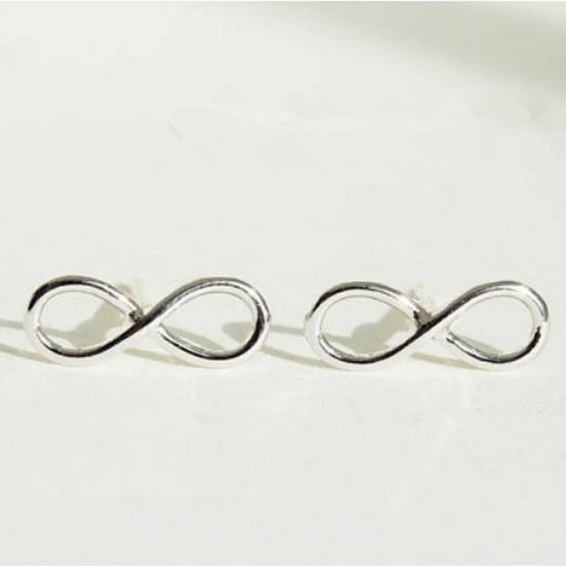 Модные серьги гвоздики с символом бесконечности и номером 8 галстуком милые