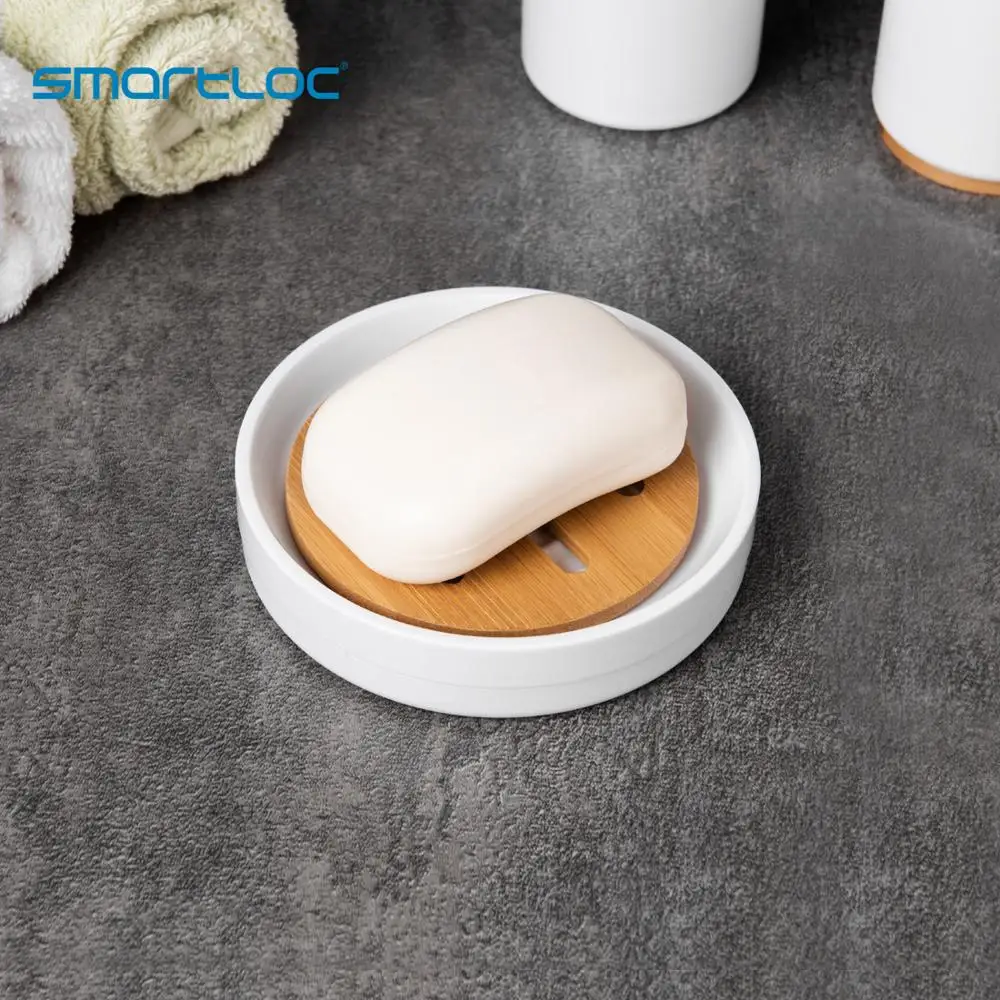 Smartloc 5 шт. набор аксессуаров для ванной комнаты из пластика и бамбука дозатор