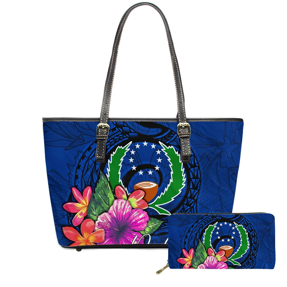 

Designer Hand Bag Women 2021 Pohnpei Polynesian Samoan Tribal Print Shoulder Purses With Wallet For Ladies Leather Tote Bags