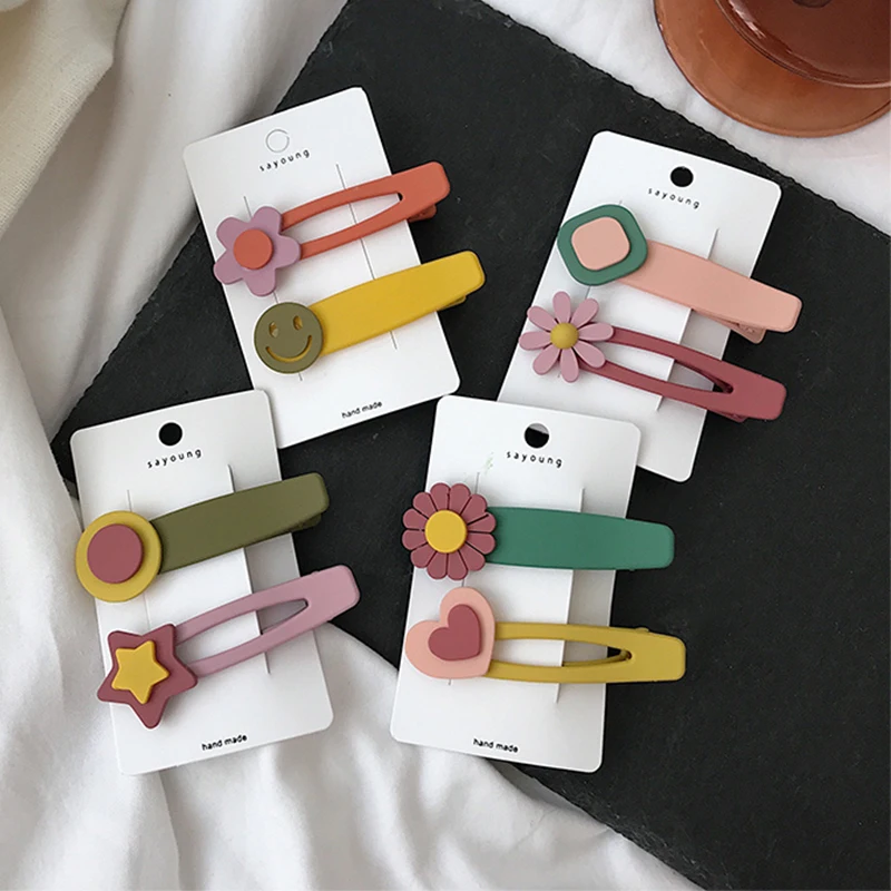 Женские заколки для волос M MISM 2 шт. модные разноцветные геометрические с цветами