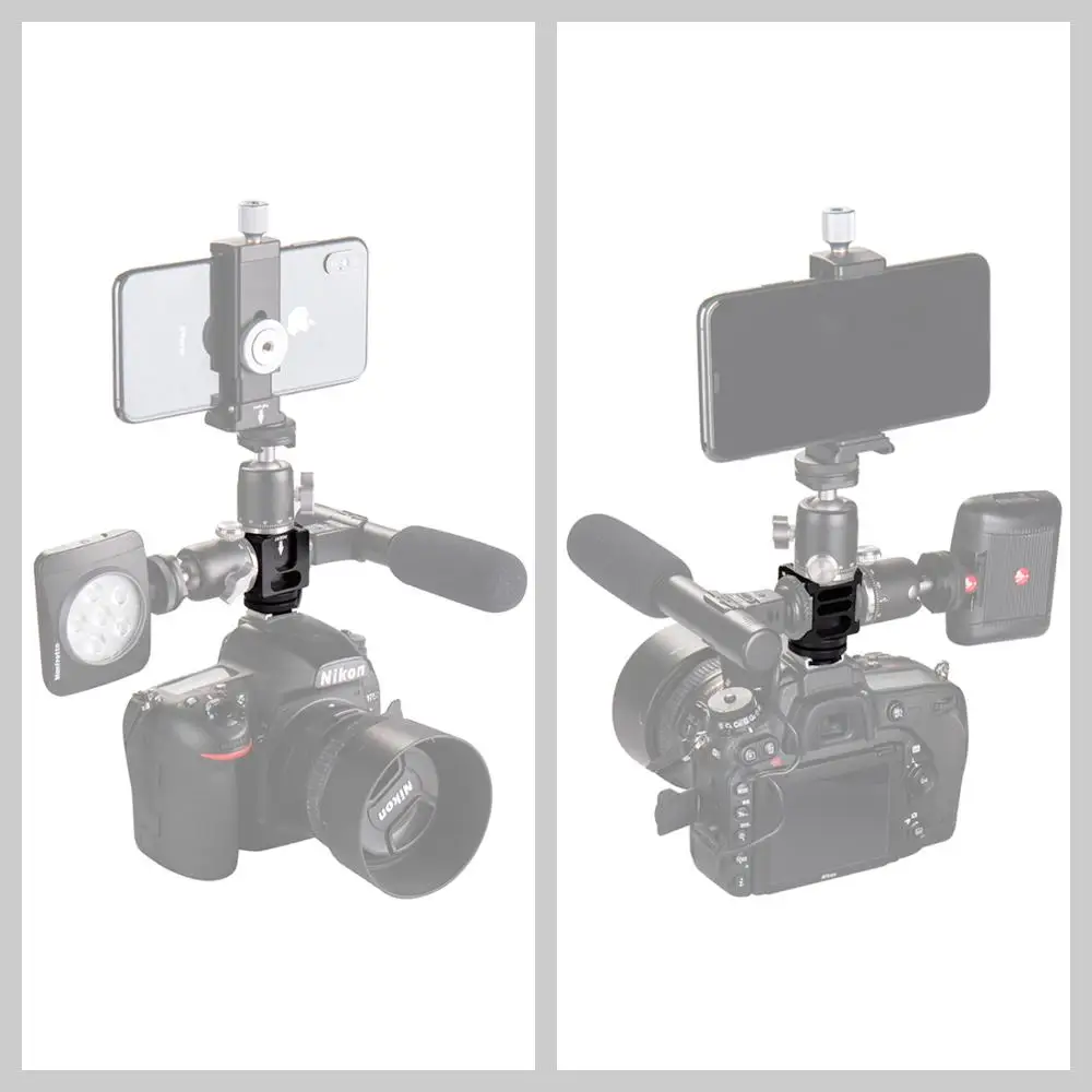 

A7C A7SIII Camera Clamp 4-Head Shoe Mount Adapter for Microphone Flash Light Live Streaming Holder Bracket Vlog Accessories Rig