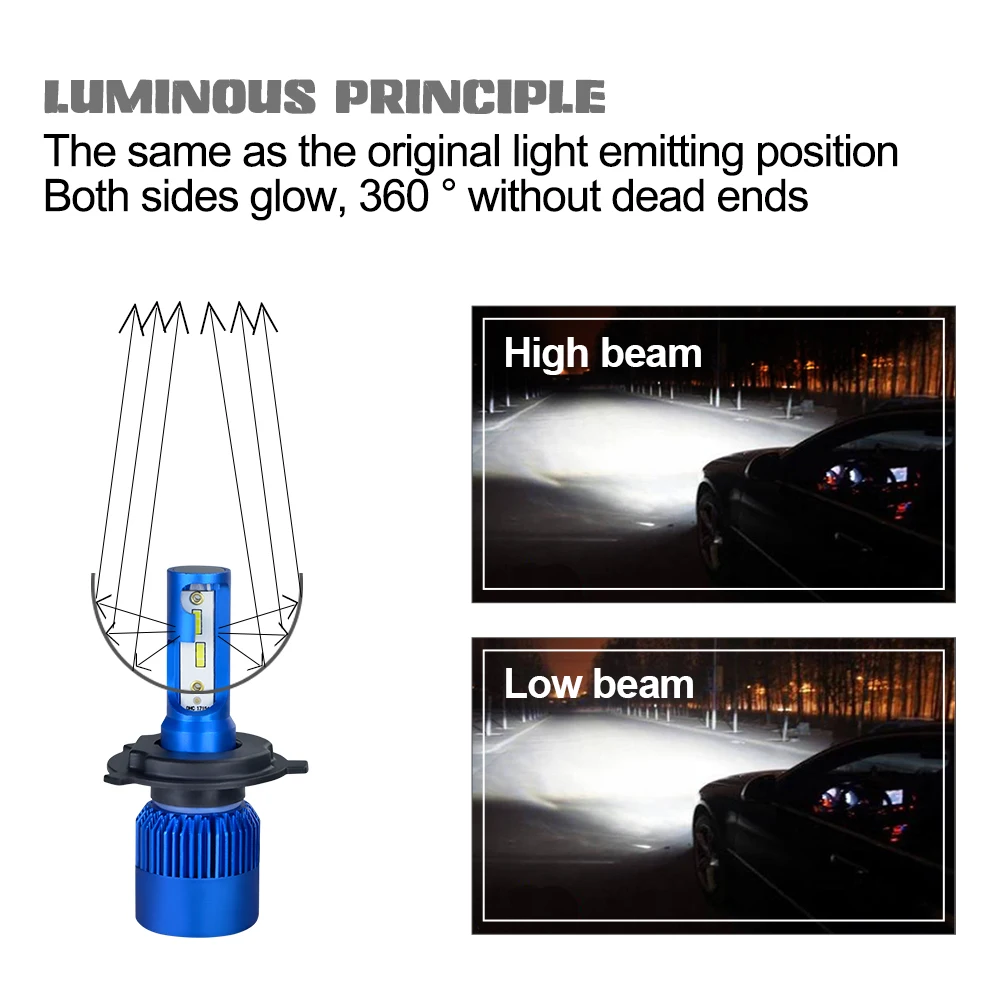 HS1 светодиодный мотоциклетный головной светильник H4 H7 мотор лампы скутер H1 H11 6500K