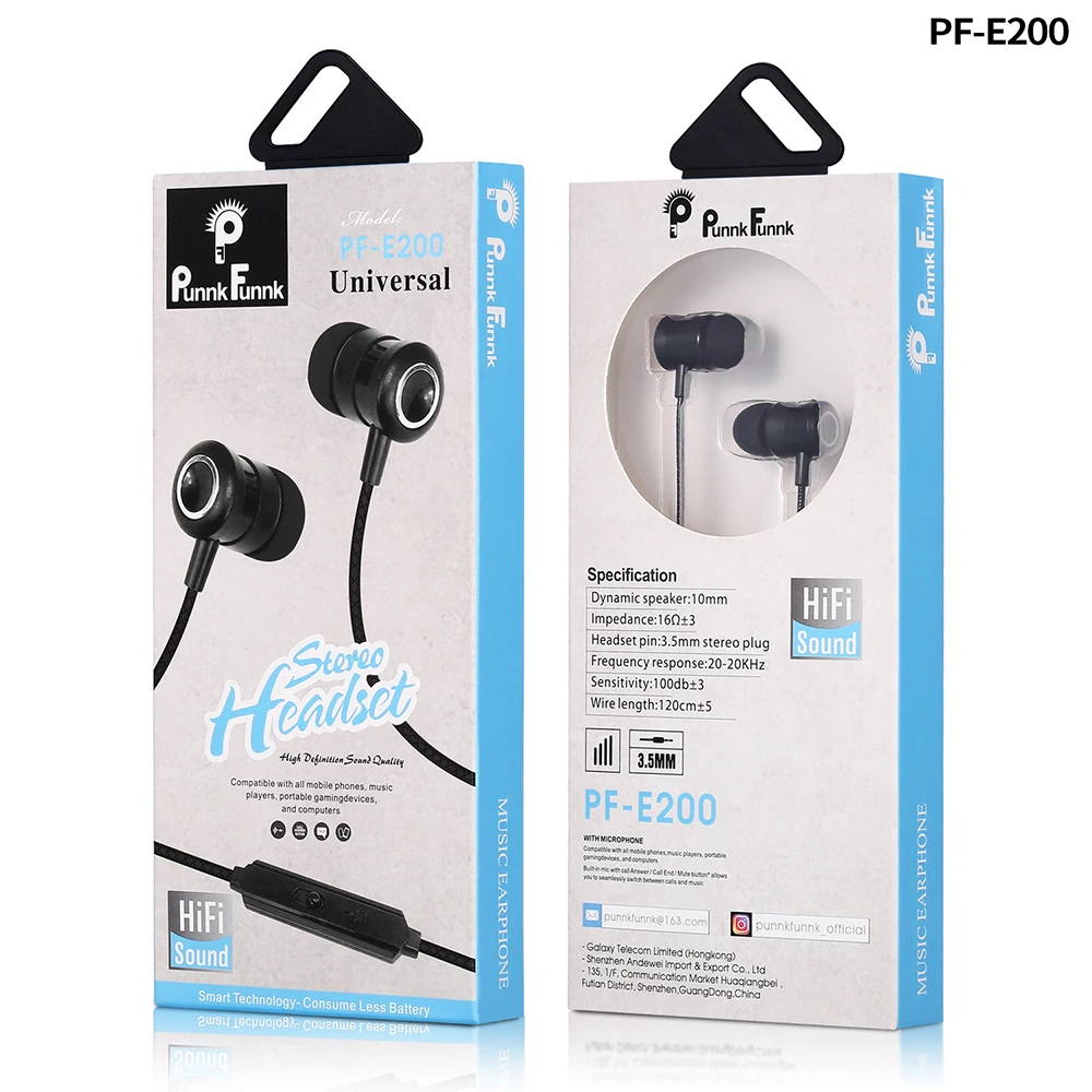 Стереонаушники PunnkFunnk Hifi с басами проводные спортивные наушники микрофоном для