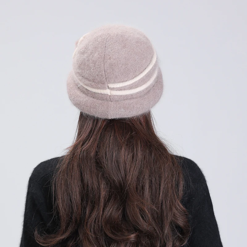 

Ymsaid Women Winter Hat Warm Fashion Rabbit Fur Stretch Hats Beanie Knitted Cap Scarf Skullies Hats Mom Cap Female Autumn 2Set