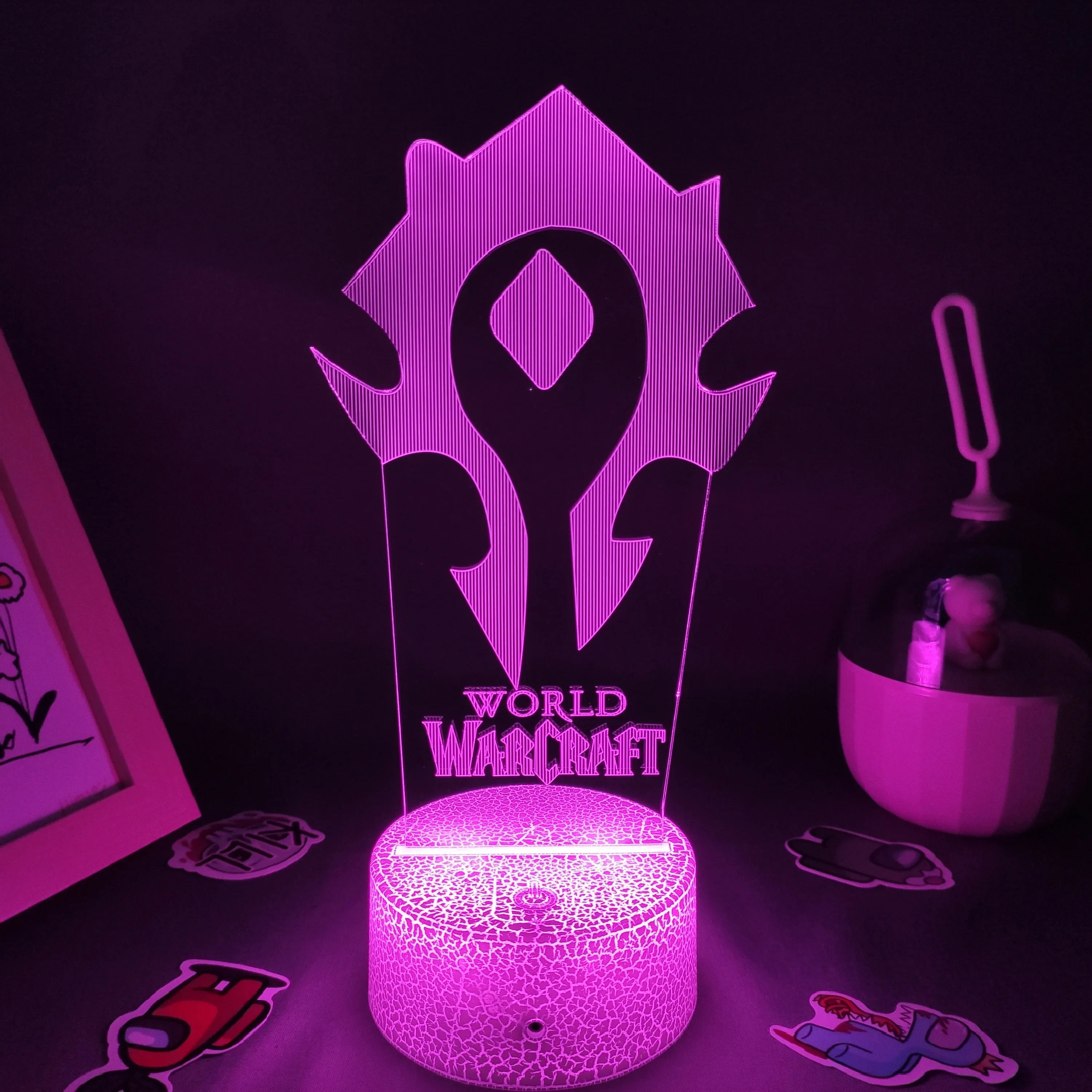 World Of Warcraft игровой флаг Орды лампа с логотипом светодиодный RGB ночник крутой