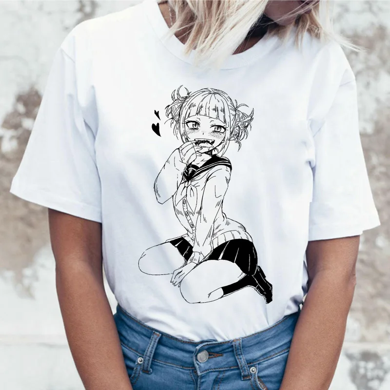 Футболка Himiko, мультяшная футболка Toga senpai, женская футболка waifu, женская футболка с надписью boku no hero Academy, футболка, футболка, harajuku, 90s