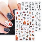 1 шт. кленовый лист, наклейка для дизайна ногтей, 3d золотая Осенняя тыква, Череп, сделай сам, слайдер, украшение для ногтей, осенняя наклейка, наклейка для дизайна ногтей