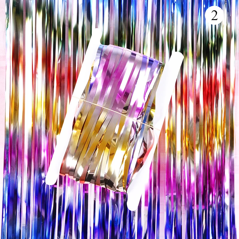 Радуга мишура 1 * 2м стикер украшения занавес блестящие занавески фон Свадебные