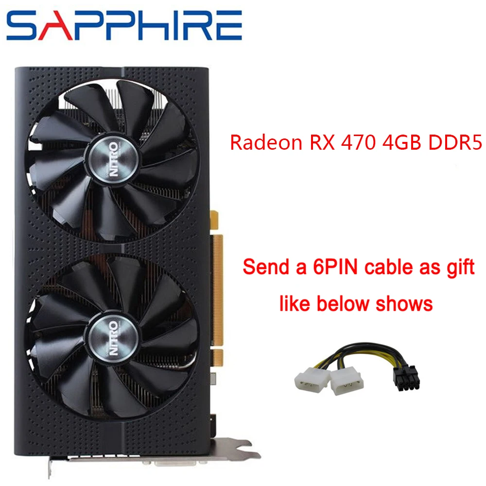 SAPPHIRE AMD Radeon RX470 4 ГБ DDR5 видеокарты игровой ПК GPU 256bit GDDR5 PCI Express 3 0 Настольный