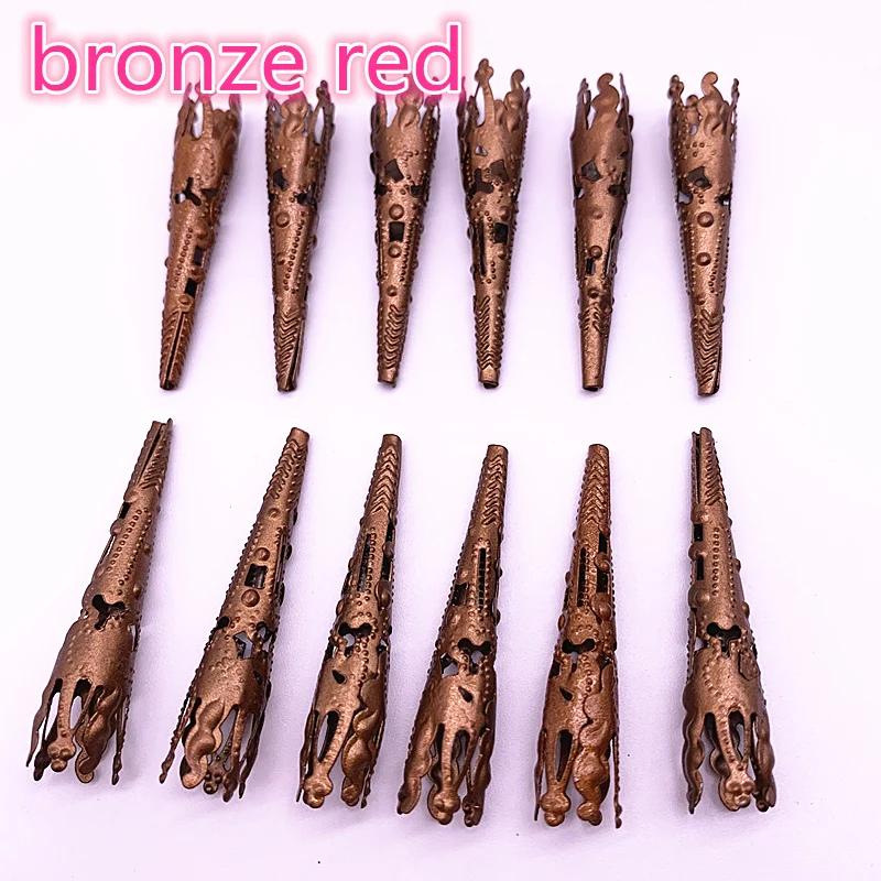 bronze red 30 шт./партия 42X8 мм сплав колпачок s шарик выдалбливают Цветок горлышко филигранная головка конический колпачок ювелирные изделия составляющие компоненты Finder - Цвет: bronze red