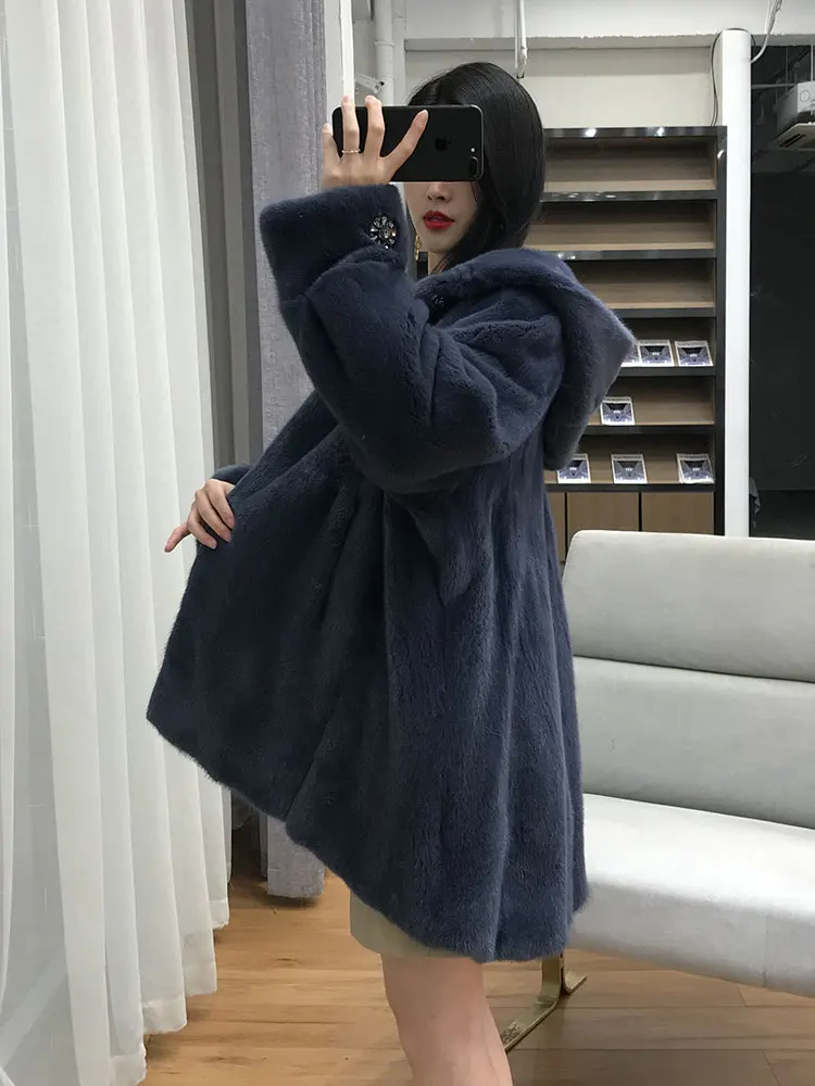 Real Mink Coat Fur Women Winter Jacket Natural Fur Coats and Jackets Women Hooded Luxury Coat Chaquetas Mujer 2021 W072 KJ3983
