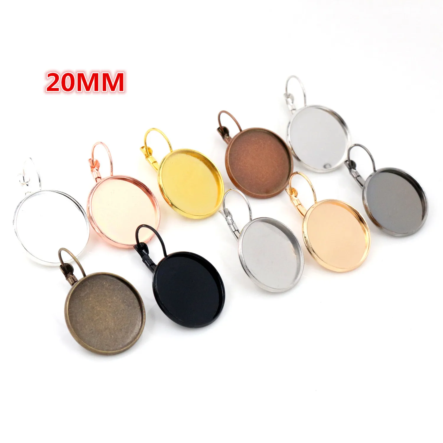 20мм 25мм 10 шт./лот Классические 10 цветов покрытые французскими застежками для сережек с пустой основой, подходящие для кабошонов 20/25мм на кнопках для сережек.