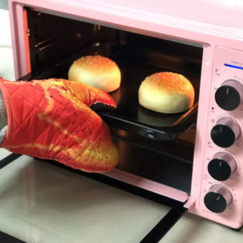 

1Pc Cartoon Cat Paws Oven Mitts Long Cotton Baking Insulation Gloves Microwave Heat Resistant Non-slip Canvas Kitchen Gloves