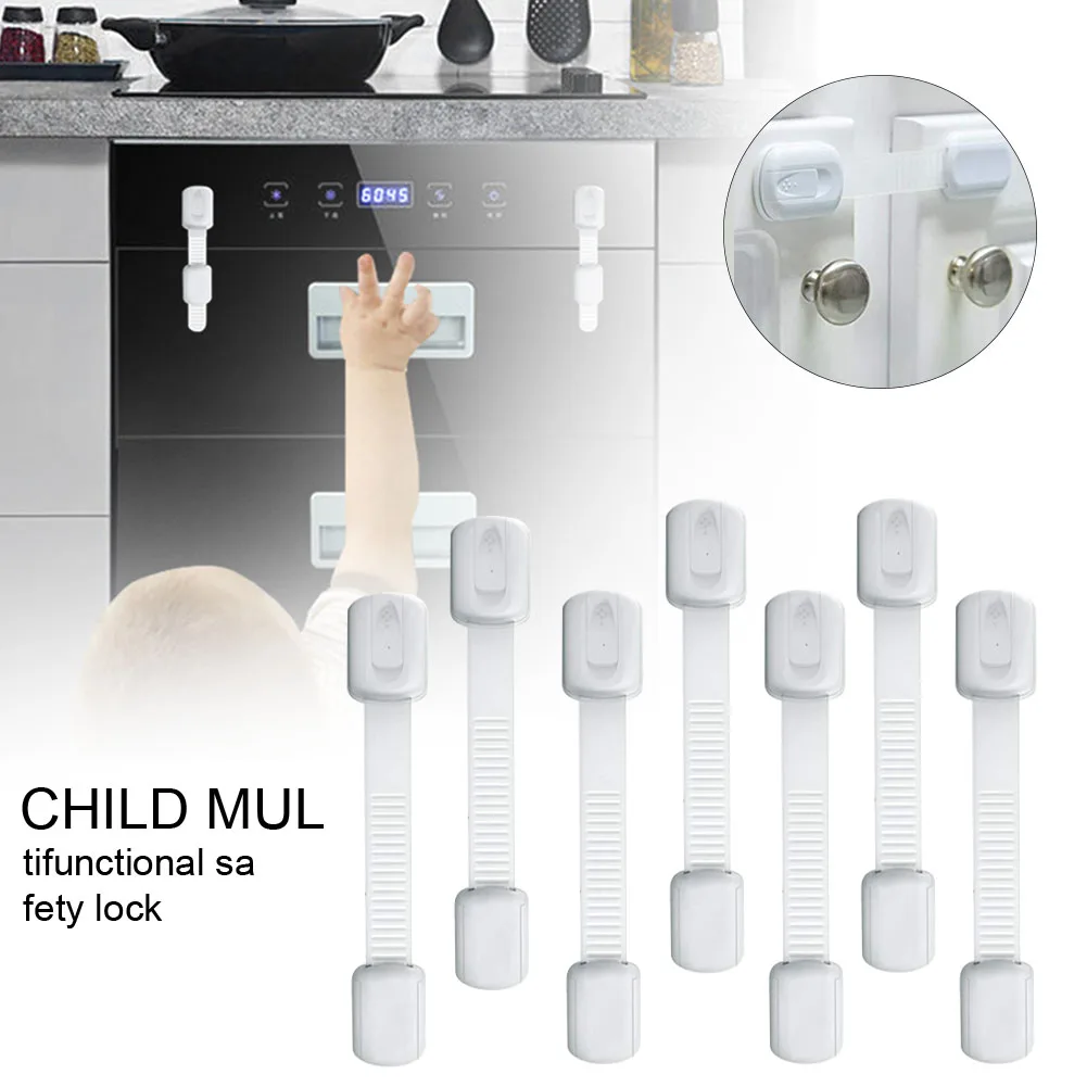 

12pcs Cupboard Non Drilling Adjustable Strap Children Safety Lock Restrictor Cabinet Easy Install Drawer Door Home Baby Proofing