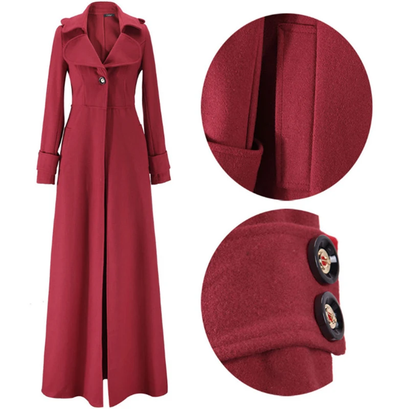 

Nice Pop Fashionable Long Elegant Single Button Slim Women's Winter Coat Women's Autumn and Winter Wool Coat