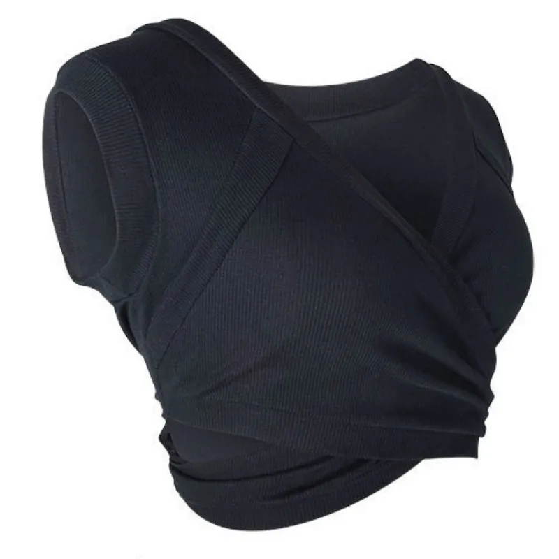 Майка FORERUN Женская хлопковая в рубчик бандажный топ с глубоким V-образным вырезом