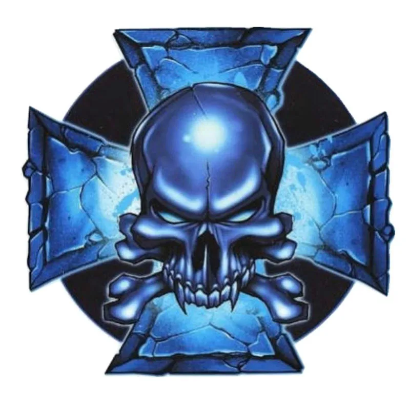 

Creative Horror Cross Blue Skull Car Sticker PVC Body Window Exterior Accessories Laptop Decoration Exquisite Fashion Auto Decal
