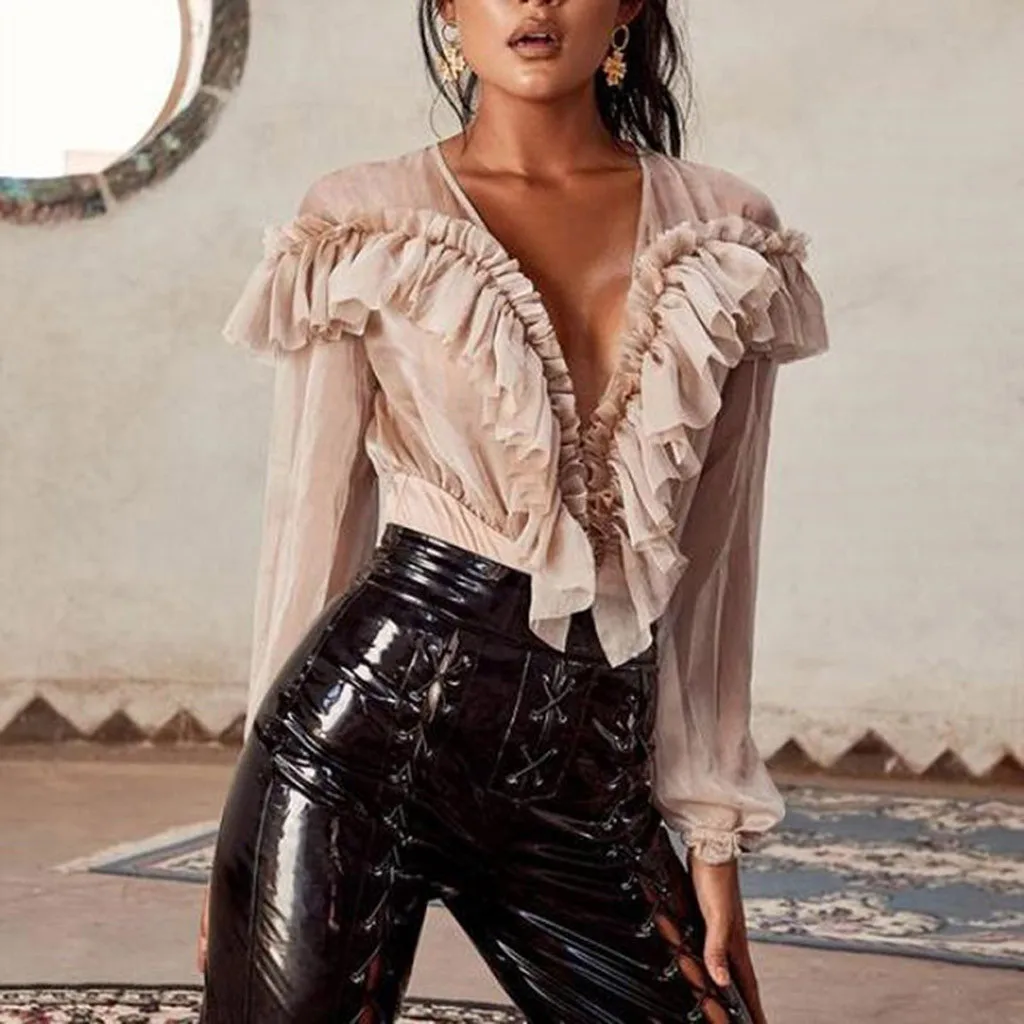 Женский комбинезон с длинными рукавами кружевной женский боди сексуальный топ