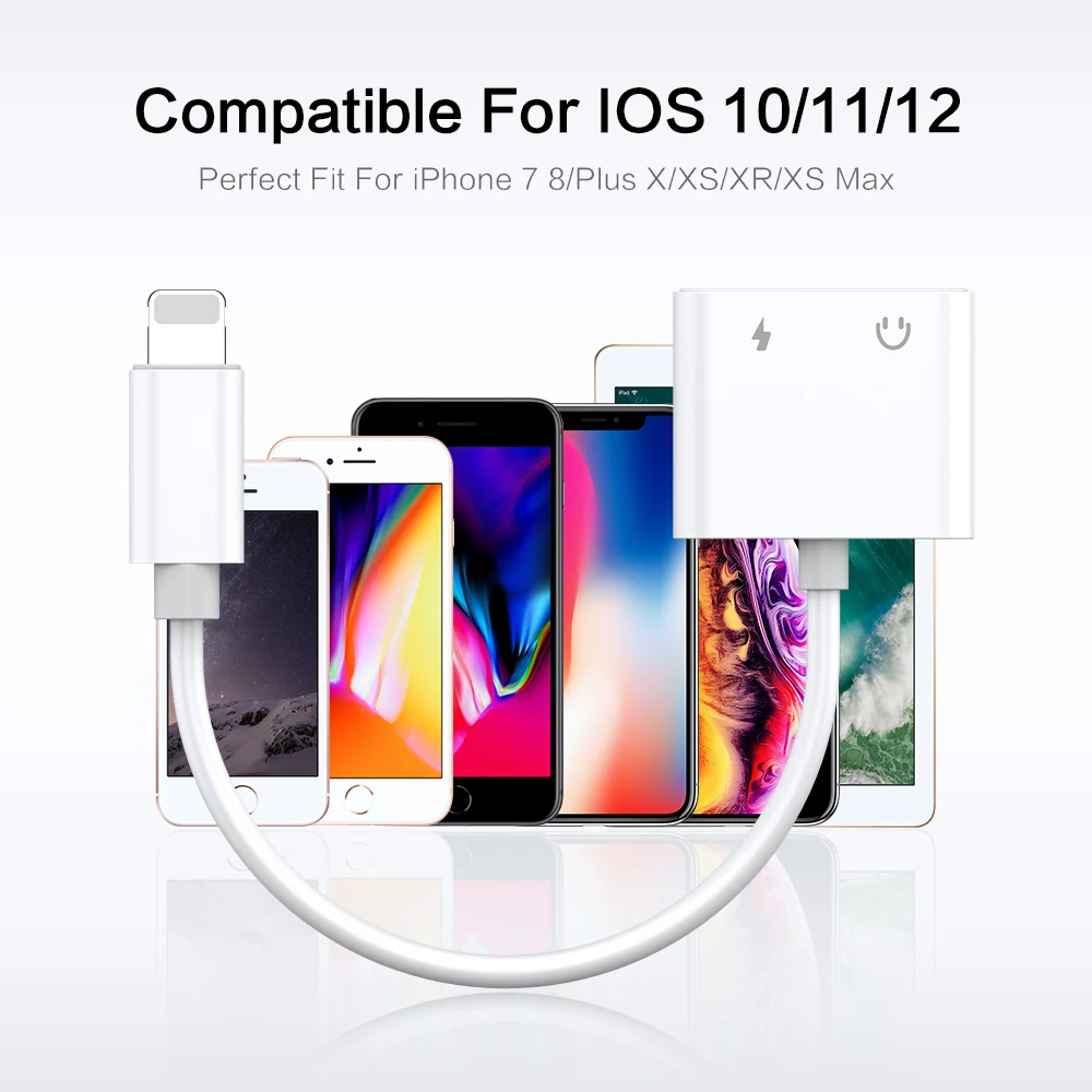 Адаптер FLOVEME 2 в 1 для iPhone X XR XS MAX 8 7 переходник наушников с разъемом 3 5 мм