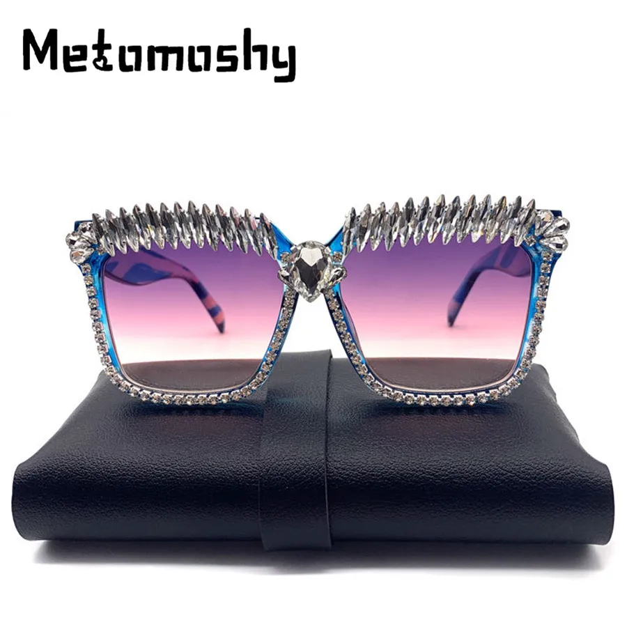 Солнцезащитные очки с квадратными линзами бриллиантами Женские 2020 стимпанк