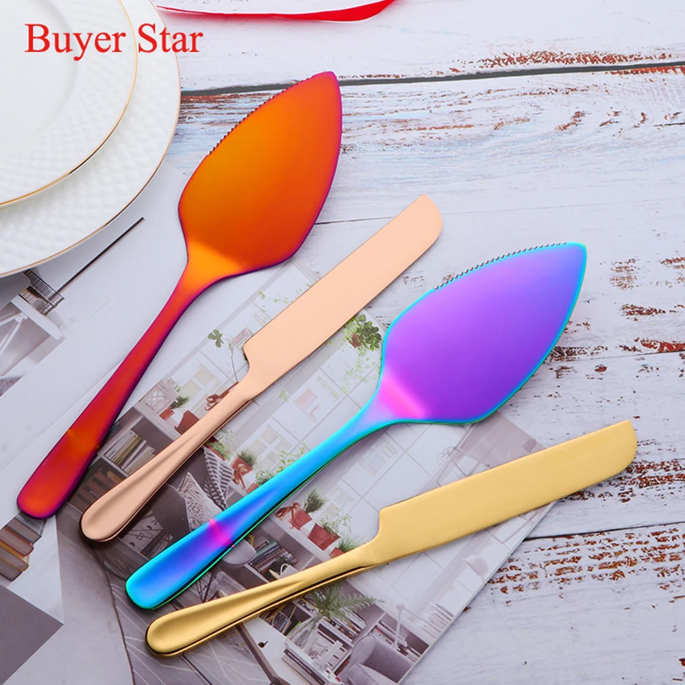 

2PCS/Set Cake Shovel Cutter Stainless Steel Cheese Pizza Pie Pastry Spatulas with Server Gold Bread Knife Baking Cooking Tools