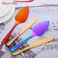 2pcsset cake shovel cutter stainless steel cheese pizza pie pastry spatulas with server gold bread knife baking cooking tools