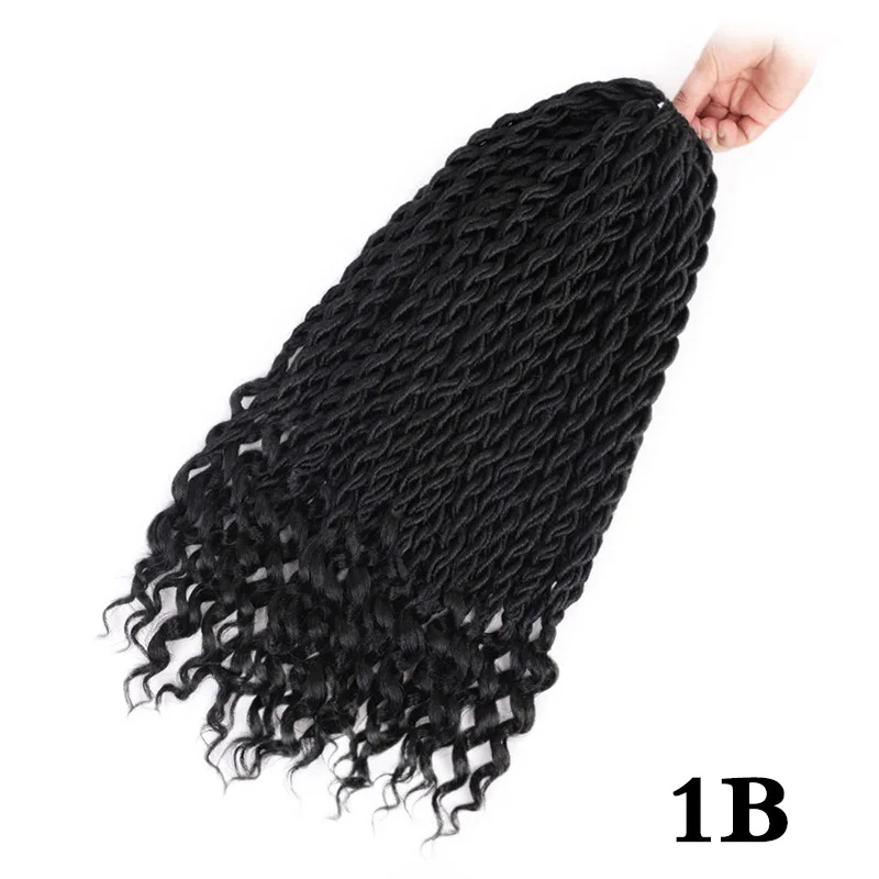 Элегантные Музы богемные вязанные косички Faux locs Curly вязанные волосы 18 дюймов 24 пряди Омбре косички для наращивания синтетические волосы - Цвет: #1