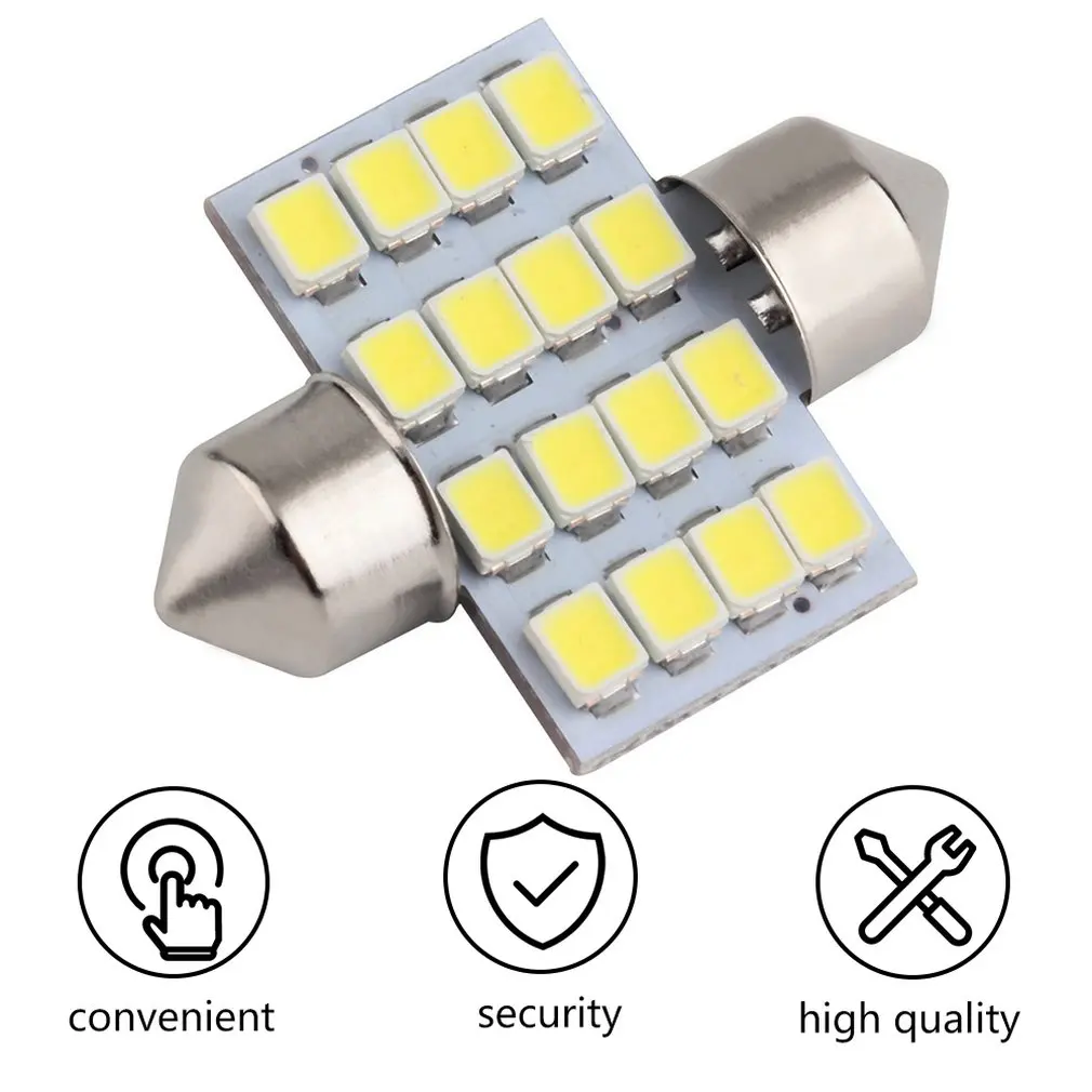 Светодиодсветодиодный лампа 16 SMD 1210 31 мм для автомобиля теплый белый свет